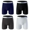 Cuecas masculinas de algodão boxer perna longa roupa interior sem costura homem shorts respirável tamanho grande calcinha homme boxerhomme