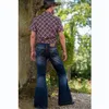 Herrenjeans Modemarke Männer ausgestellte Bootcut-Beinhose Distressed Blue Designer Punk-Stil Bell-Bottom-Denimhose Jean 231207