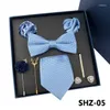 Bow Ties Silk Tie 8 Piece Set /Bowtie /Cuff /Pocket Square 2/Tie Clip/Brooch 2 High-end Upscale Necktie With Gift Box