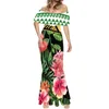 Party Dresses Polynesian Tribal Hawaiian Totem Tattoo Hawaii Prints Sexig stropplös bröllopsklänning från axel formellt tillfälle sommar 7xl