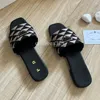 Designer Slipper Womens Sliders Black Brodery Sandal Platform Slippers House Slide Flat Mule Cotton Flip Flops Summer Beach Rubber Sole