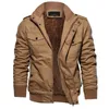 Jaquetas masculinas Covrlge Fleece Windbreaker Casacos Outono Inverno Bomber Térmico Multi-bolsos Gola Jaqueta de Motocicleta