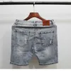 Men's Jeans 2022 Nostalgic Boys' Retro Denim Short European American Elastic Slim Fit Ripped Holes Denim Mid Pants Streetwear Denim ShortsL231208