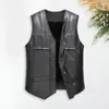 Herenvesten Casual herenvest Kunstleer Motorvest Warme herfst Winter Mouwloze jas Enkele rij knopen V-hals jas Voor