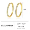 Серьги-кольца позолоченные с фианитом диаметром 35 мм, модные украшения для женщин, сезон, подарок на годовщину