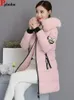 Womens Down Parkas Winter Faux Fur Collar Midlength Jackets Casual Warm Thick Abrigos Quilted Overcoat Women Cotton Padded Parcas Coat 231208