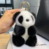 Chaveiros moda fofo panda chaveiro bonito boneca de pelúcia para saco pingente kawaii recheado chaveiros chaves do carro acessórios