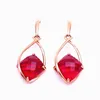 Dangle Earrings 14K Gold Plated Female Rose Russian 585 Fashion Light Luxury Red Stone Purple With Foreign Style Ornaments