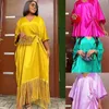 Sukienki plus size damskie tradycyjne afrykańskie ubranie 2023 Autumn Elegancka pół-szyka w wysokości dekoltowej sukienki Muzułmańska Abaya sukienka damska 231207