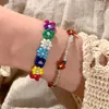 Länkarmband blommor armband färgglada pärlor fashionabla handgjorda handledsmycken plast/hartsmaterial för fest