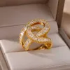 Bagues de mariage Nouveau design anneaux de zircon pour femmes filles cubiques zirconi anneau en acier inoxydable tendance luxe de mariage bijoux esthétique anillos