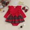 Rompers Ma Baby 024m Christmas Born Infant Babhaghid baught rompers bow bow bowad jumpsuit xmas cutfits d05 231207