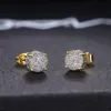 Charm 1Pair Retro Stud Earrings for Men Luxury Gold Silver Color Punk Jewelry Cubic Zirconia Hip Hop Ear Ring Womens Accessories 231208