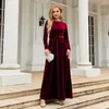 Casual jurken dames cocktailjurk elegante vintage a-lijn maxi met geplooide gouden fluwelen riem strakke taille voor bruidsmeisjesbruiloft