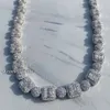 Herren-Halskette mit Baguette-Cluster-Tenniskette aus Sterlingsilber mit rundem Diamant und eisigem Moissanit-Diamant