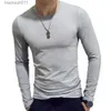 Moda masculina t-shirt casual o-pescoço longo sle magro esportes ao ar livre top l231208