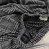 Women's Pants Wide Leg Loose Plaid Women Wool Autumn Winter Warm Thick Elastic High Waist Calf-Length Casual Office Lady Skirt