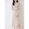Basic Casual Dresses vestidos para mujer elegantes y bonitos 2023 Winter Fashion Cashmere Female Oneck Wool Clothing DR01 231207