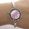 Charm armband guldrosa textur vackert mönster spetarmband glas kupol länk kedja färgglada po barn smycken fhw797