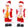 Julleksak levererar god juldekorationer för hemma elektrisk musik Santa Claus Doll Glowing Swing Dancing Plush Toy Xmas Navidad Noel Gift 231208