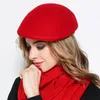 Berets senhoras chique boina feminino inverno 100% lã chapéu mulher festa formal feltro sboy boné 55-58 cm 231208