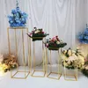 4pcs/ set Gold Wedding Decoration Electroplate Iron Geometric Placed Props Road Lead T Station Supplies Rectangle Wedding Plinth
