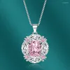 Ensemble collier et boucles d'oreilles ovales de princesse verte pour femmes, bijoux de luxe, cadeau d'anniversaire, vente en gros, 2023, J8210-pink