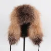 Tuzak şapkaları kadınlar doğal kürk Rus ushanka şapkaları kış kalın sıcak kulaklar moda bombardıman şapkası bayan gerçek gerçek kürk kapağı 231207