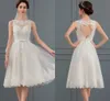 Nowa krótka sukienka ślubna Tiul Tiulle 2024 Iluzja szyi łodzią koronkowe aplikacje nałogowe suknia ślubna Party Bridal Made for woman vestido de noiva