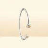 2019 NIEUWE 100% 925 Sterling Zilver TWEE-TONE HANDTEKENING OPEN BANGLE 596274CZ Charm Originele Sieraden Set Gift2465864