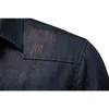 メンズカジュアルシャツデニムシャツハイQUALITUYエラスティックコットン長袖ブラックスリム服ネイビーブルーメンズファッション2023