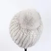 BeanieSkull Caps 100% Real Mink Fur Hat Mulheres Inverno Malha Beanie Russian Girls Cap com Pele Pom Poms Grosso Feminino Cap Elastic 231207