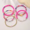 Braccialetti con ciondoli Set di argilla polimerica rosa multistrato bohémien per le donne Fiore Cuore Sorriso Chamrs Lettera Bracciale Gioielli da spiaggia