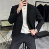 Abiti da uomo Abito a due bottoni M-5XL (pantaloni da completo) Moda di alta qualità Business Bello Trend Matrimonio Slim Tinta unita Set in due pezzi