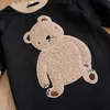 Rompers Cute cartoon teddy bear short plush embroidered long sleeved baby bodysuit for boys and girls in spring and autumn 231208