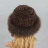 Czapki czapki z futrem prawdziwą futra zima dla kobiet czapki naturalne futro z futrzanami luksusowe rosyjskie dzianinowe czapki czapki moda 231207