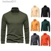 Men's T-Shirts Mens Orange Turtleneck Sweaters 2023 Autumn Winter Long Sle Slim Fit Basic Top Casual Warm Lightweight Undershirt Pullovers L231212