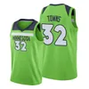 Minnesota''Timberwolves''Men D'Angelo Russell Karl-Anthony Towns Derrick Rose Malik Beasley Jersey verde personalizado