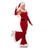 Женские комбинезоны, комбинезоны, женские красные рождественские костюмы, милый расклешенный комбинезон с длинными рукавами и шляпа Санты, комплект для косплея, наряды для ролевых вечеринок 231208