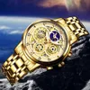 الساعات الأخرى Lige 2023 Fashion Gold Watch Women Ladies Creative Steel Women's Bracelet Female Clock Clock Reloj Mujer 231207