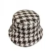 Dames Emmer Hoed Katoen Warm Houndstooth Print Geruite Pluizige Cap Winter Zonbestendig Hoofddeksel voor Sunmmer Strand Reizen Cadeau