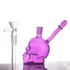 Partihandel Färgglada 3D -skalle -vattenpipa bubbler Heady Glass Oil Dab Rigs Bongs Tobaksrör Filter Perc Wax Water Pipe -tillbehör med 14 mm Downstem Smoking Bowl