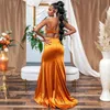 Orange Mermaid Special Bridesmaid Dresses Hylsa av bruden Gästklänningar Ruched Vestido de Novia Women Formal Dress yd 328 328