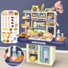 Cozinhas jogar comida crianças fingir brinquedo de cozinha conjunto com spray de luz simulação de água itens em miniatura jogo interação meninas brinquedos 231207