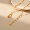 Choker CCGOOD PAPPERCLIP Oval Chain 18 K Plated Gold Color Ball Pendant Necklace For Women Statement Halsband Metallsmycken