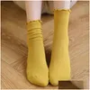 Socks Hosiery Women Ruffle Summer Lolita Spring Crew Style Color Cute Solid Frilly Japanese Princess Cotton Fashion Maiden Drop Delive Otnvh