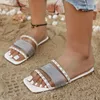 Sandals Sequin Slippers Women's Summer 2023 Fashion Shiny Simple Flip-Flops Beach Diamond Flats Outdoor