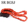 Pendant Necklaces 10-14mm Women Jewelry Trendy Orange Long Sweater Pendant Genuine Natural Coral Necklace 38inch 231207