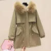 Women's Trench Coats 2023 Winter Jacket Parkas Hooded Coat Casual Short Fur Lining Cotton Padded Warm Female Outwear