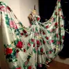 カジュアルドレス光沢のあるフラワープリント女性サテンのノースリーブドレスゆるいフリルマキシプラスサイズの睡眠ローブ